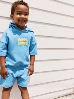 À capuche bleu/jaune - Ensemble sweat-shirt et short (3mths-8yrs)