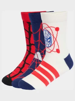 adidas Lot de 3 paires de chaussettes Marvel Spiderman à col rond
