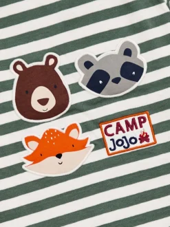 Amis des bois verts kaki - Haut JoJo Maman Bébé à Rayure Appliqué