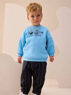 Animal de ferme bleu - Ensemble Sweatshirt et Joggers Rayure (3mths-7yrs)