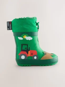 Animaux de ferme verts - Bottes en caoutchouc thermique Thinsulate™ avec extrémité doublée