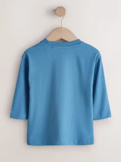 Animaux de safari bleus - T-shirt imprimé graphique à manches longues (3mois-8ans)