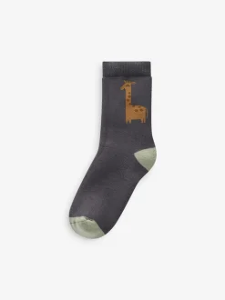 Animaux safari - Chaussettes en coton éponge riche 5 Lot