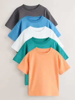 Anthracite/Blanc/Bleu/Orange/Vert - T-shirt Manches courtes 5 Pack (3mois-7ans)