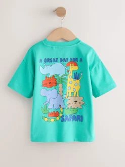 Aqua Bleu Animal - T-shirt Manches courtes Back Imprimé (3mths-7yrs)