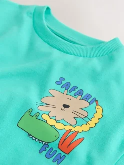 Aqua Bleu Animal - T-shirt Manches courtes Back Imprimé (3mths-7yrs)