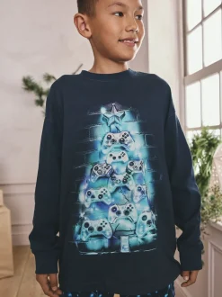 Arbre Gamer bleu marine/bleu - Pyjama de Noël simple (5-16ans)