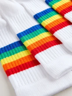 Arc-en-ciel blanc vif - Lot de 10 paires de chaussettes à tube Little Bird de Jools Oliver rayées