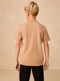 Argyle brun fauve - Polos tricotés à col zippé (3-16yrs)