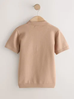 Argyle brun fauve - Polos tricotés à col zippé (3-16yrs)