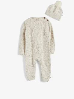 Avoine - The Little Tailor Ensemble Romper et Chapeaux Bébé en tricot torsadé 100% coton