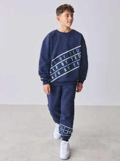 Baker by Ted Baker ensemble sweat-shirt graphique bleu marine oversize et joggings