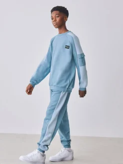 Baker by Ted Baker Ensemble Sweat-shirt et Joggings oversize à empiècement bleu