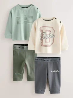 Baker by Ted Baker Ensemble de 2 T-shirts et Leggings Beige Sable/Anthracite/Vert/Kaki