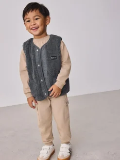 Baker by Ted Baker Ensemble 3 pièces Gilet Borg Beige Sable, Sweat-shirt et Joggings