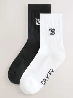 Baker by Ted Baker Lot de 2 chaussettes pour garçons à logo brodé