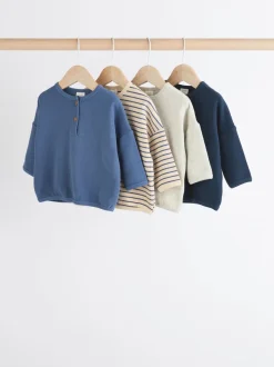 Bande bleue - Lot de 4 t-shirts à manches longues bébé (0mois2ans)