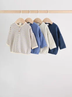 Bande bleue - Lot de 4 t-shirts à manches longues bébé (0mois2ans)