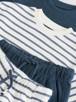 Bande bleue/blanche - Ensemble t-shirt et short à manches courtes Lot de 2 (3mois7ans)