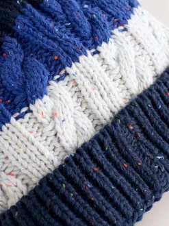 Bande bleue/blanche - Pom Bonnet Chapeaux (3mths-16yrs)