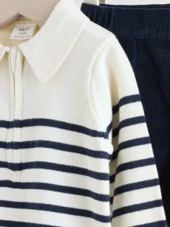 Bande marine - Ensemble haut et pantalon en maille bébé (0mois-2ans)