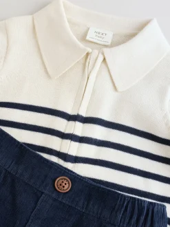 Bande marine - Ensemble haut et pantalon en maille bébé (0mois-2ans)