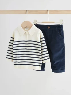 Bande marine - Ensemble haut et pantalon en maille bébé (0mois-2ans)