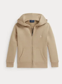beige - Sweat-shirt à capuche Polo Ralph Lauren zippé avec logo