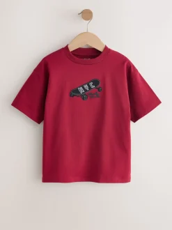 Berry/écru/violet - Lot de 3 t-shirts à manches courtes à imprimé graphique décontractés (3-16ans)