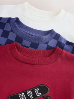 Berry/écru/violet - Lot de 3 t-shirts à manches courtes à imprimé graphique décontractés (3-16ans)