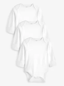 Blanc - 3 Lot Kind To Skin Manches longues Bébé Body