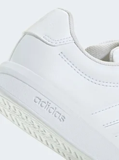 Blanc - adidas Grand Court 3.0 Baskets enfant à lacets élastiques