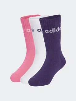 Blanc - Adidas Paquet de chaussettes courtes Linear Kids 3