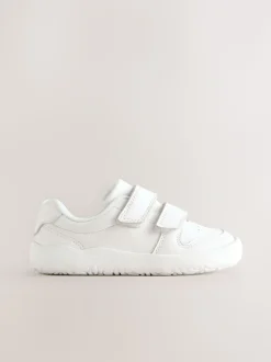 Blanc - Baskets Barefoot en cuir à fermeture par contact