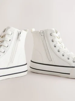 Blanc - Baskets montantes à lacets