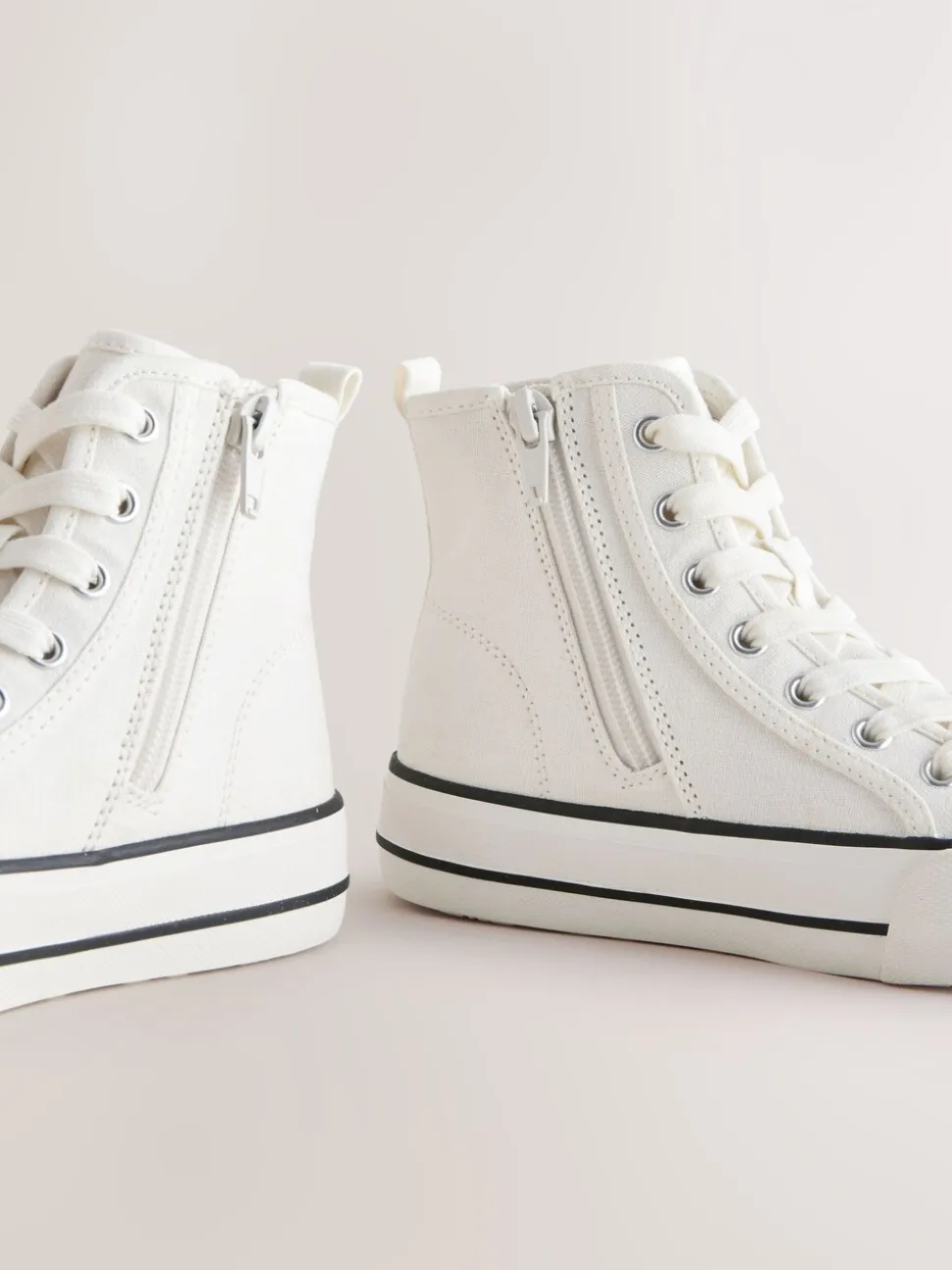 Blanc - Baskets montantes à lacets