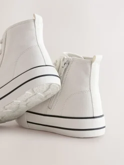 Blanc - Baskets montantes à lacets