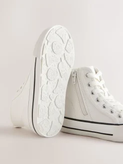 Blanc - Baskets montantes à lacets