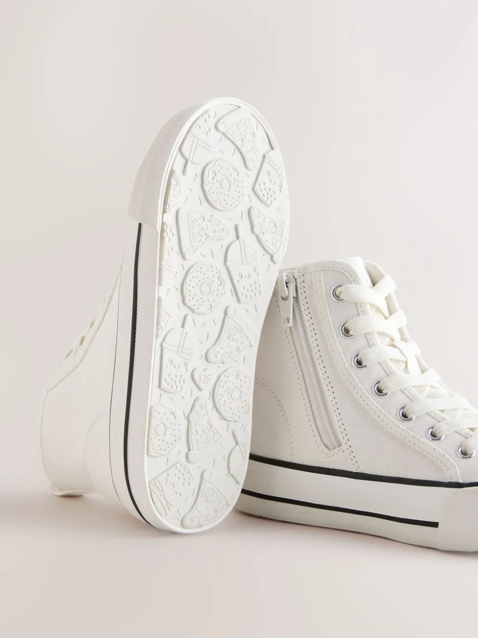 Blanc - Baskets montantes à lacets