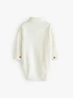 Blanc - Body chemise texturé bébé (0mois à3ans)