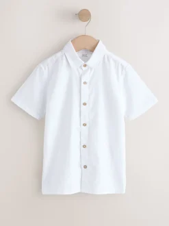 Blanc - Chemise Blend en lin à manches courtes (3-16ans)
