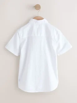 Blanc - Chemise Blend en lin à manches courtes (3-16ans)