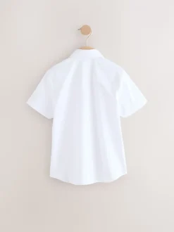 Blanc - Chemise d’école élégante unie à manches courtes (3-16ans)