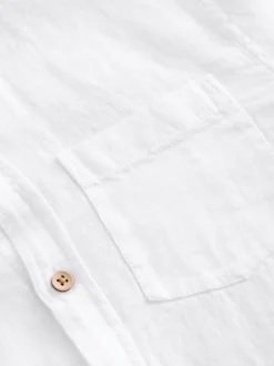 Blanc - Chemise manches longues 100% lin (3-16ans)