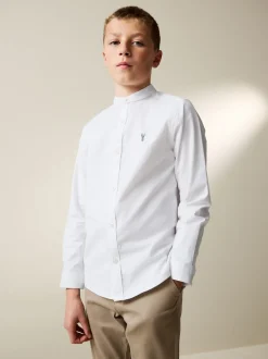 Blanc - Chemise Oxford à manches longues et Col mao (3-16ans)