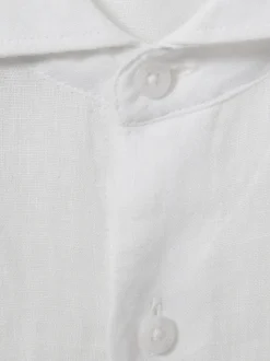 Blanc - Chemise Reiss Ruban en lin à col coupé