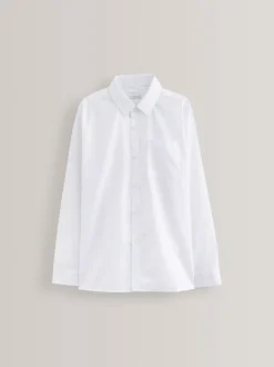 Blanc - Chemises d'école à manches longues à fixation facile 2 Pack (3-16ans)