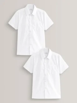 Blanc - Easy Fastening Manches courtes School Shirts 2 Pack (3-16ans)