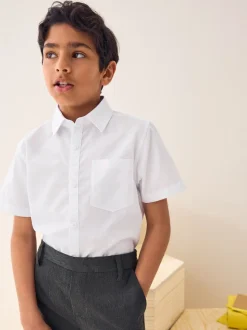 Blanc - Easy Fastening Manches courtes School Shirts 2 Pack (3-16ans)