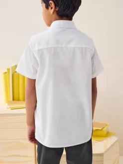 Blanc - Easy Fastening Manches courtes School Shirts 2 Pack (3-16ans)